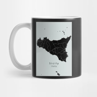 Sicily Italy Island Map dark Mug